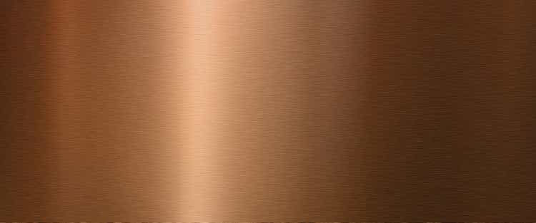 Brushed copper metallic surface