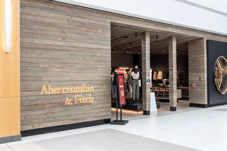 Abercrombie & Fitch Clothing Store. Abercrombie & Fitch is a retailer that focuses on casual wear for young consumers.