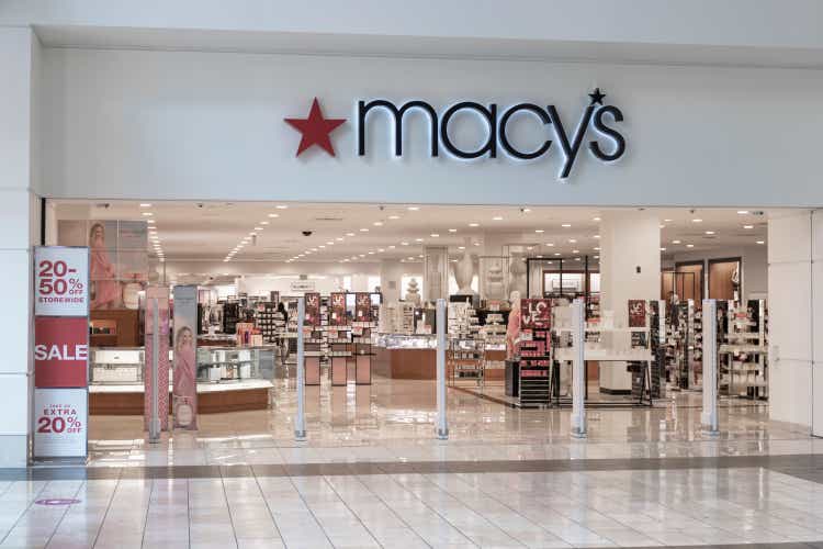 Macy"s mall location. Macys plans to continue closing stores.