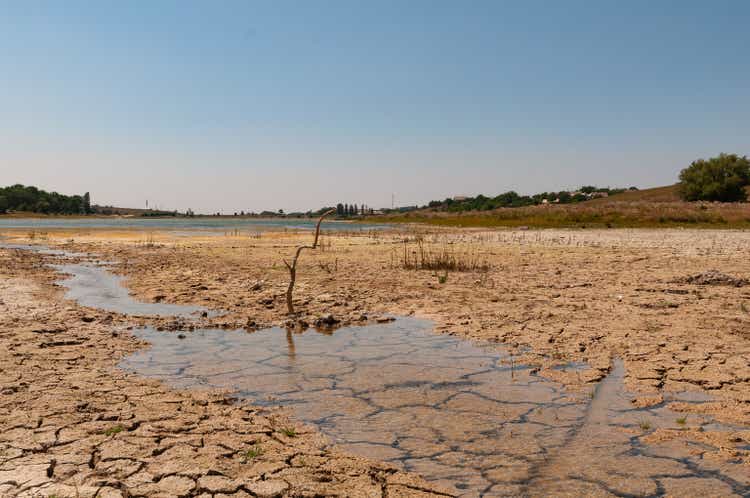 Lake bed drying up due to drought