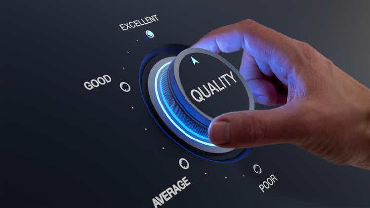 Selecting excellent quality to increase customer satisfaction.  Quality assurance management and control for products or services.  Concept with QA manager