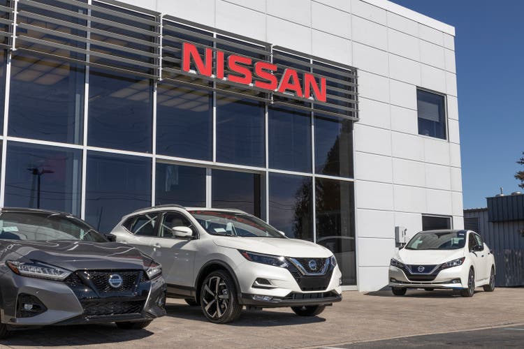 Logo and Nissan Car and SUV doctoral board. Nissan is part of the Renault-Nissan Alliance.