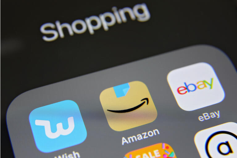Online shopping e-commerce mobile app icons