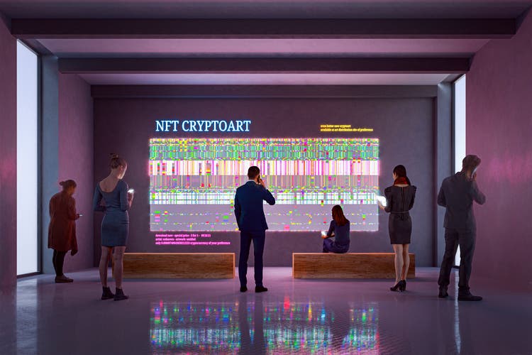 Exposition NFT CryptoArt dans une galerie d'art