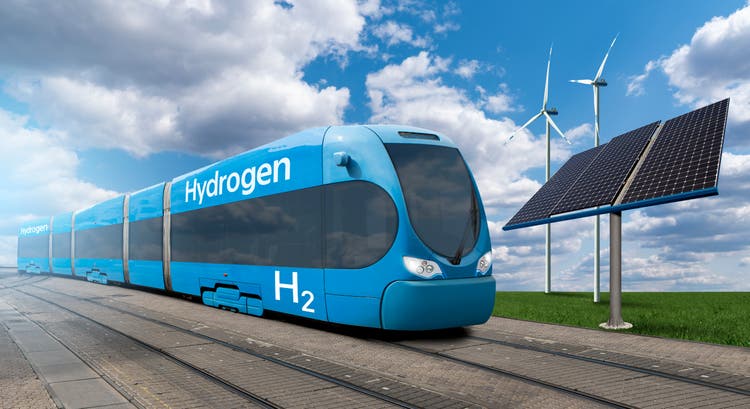 A hydrogen fuel cell train
