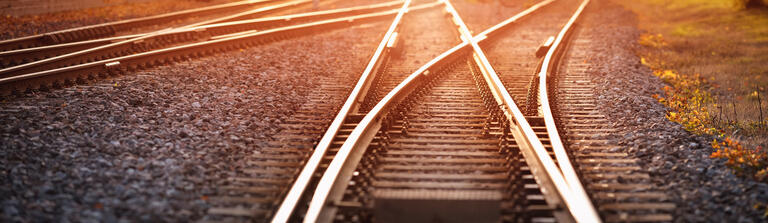 Railway track in the evening in sunset