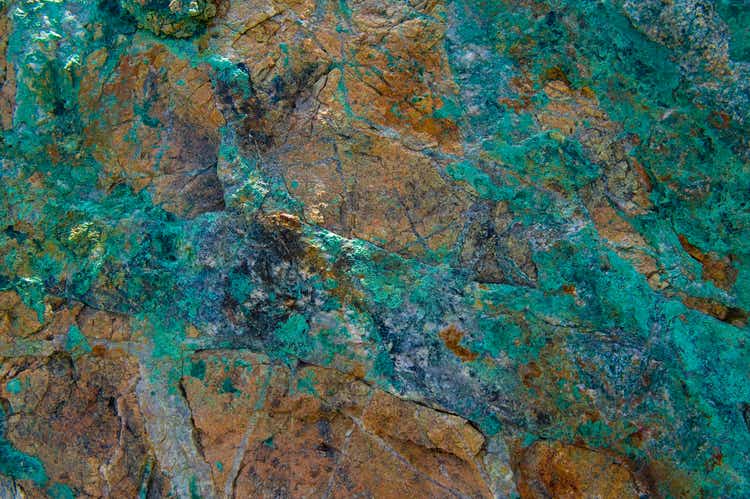 closeup of copper mineralization.