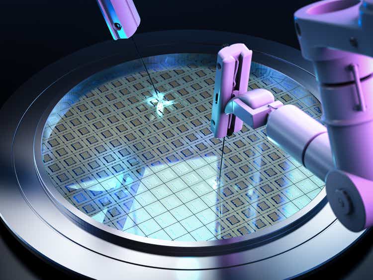 robotic arms with silicon wafers