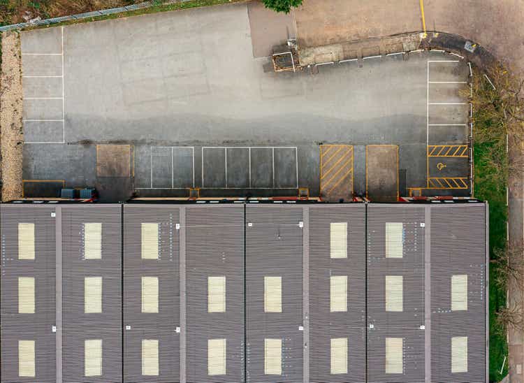 Drone view of a typical industrial unit in the UK