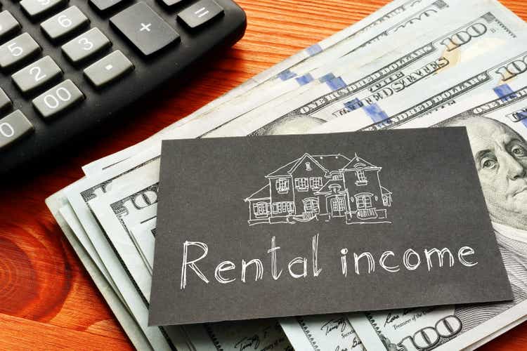 Rental income is shown on the photo using the text