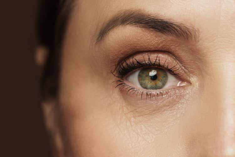 Aged female eye with wrinkled skin