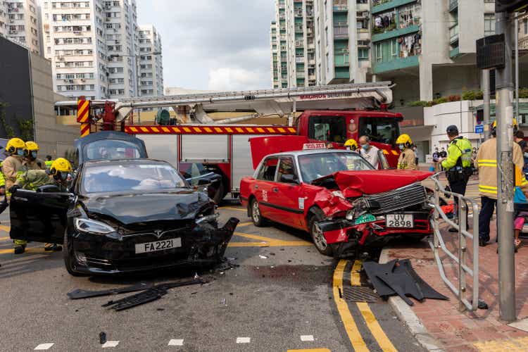 Car crash accident in Whampoa, Kowloon, Hong Kong