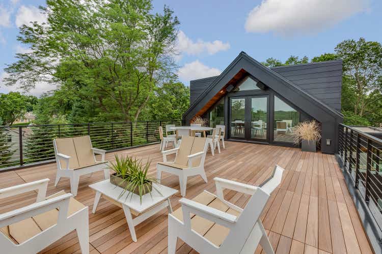 Long back deck of new modern home