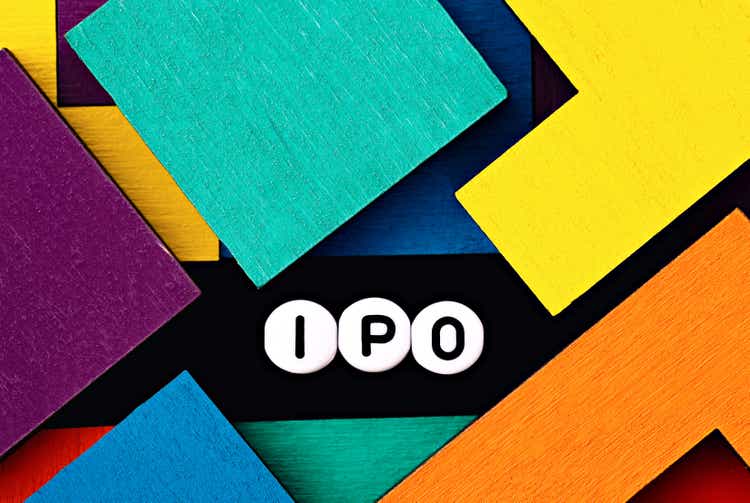 Photo on IPO (initial public offering) theme. The abbreviation "IPO" on a colorful background. Business concept image