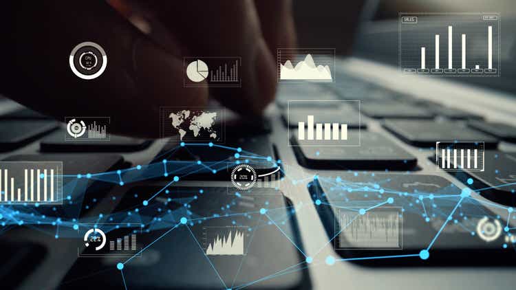 Creative visual of business big data and finance analysis on computer