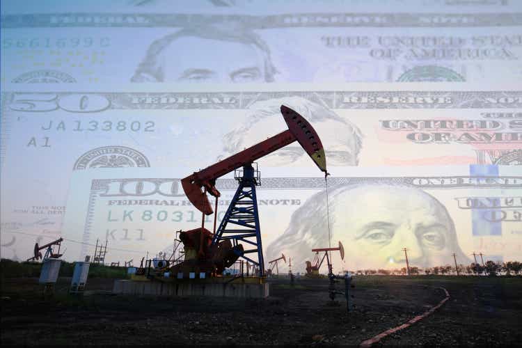 Dollars and oil pumps
