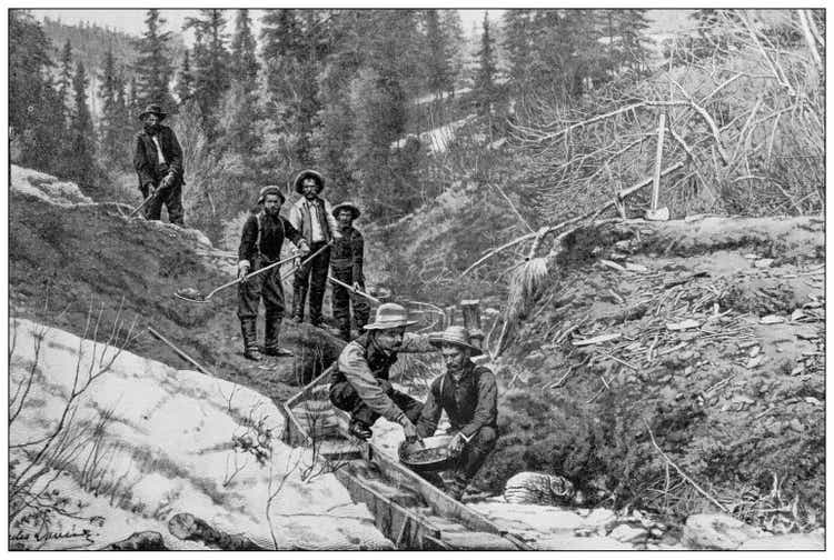 Antique black and white photograph: Klondike gold rush