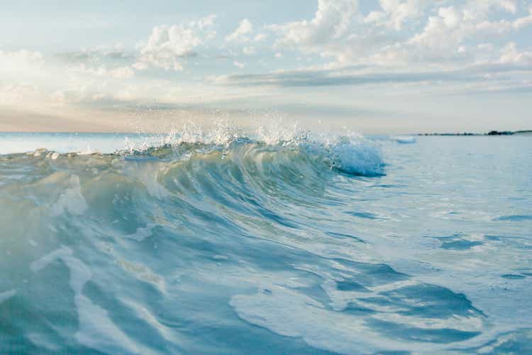 Close up shot of breaking wave, Broome, Western Australia, Australia