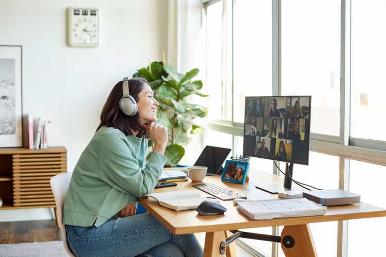 Businesswoman Discussing Through Video Call