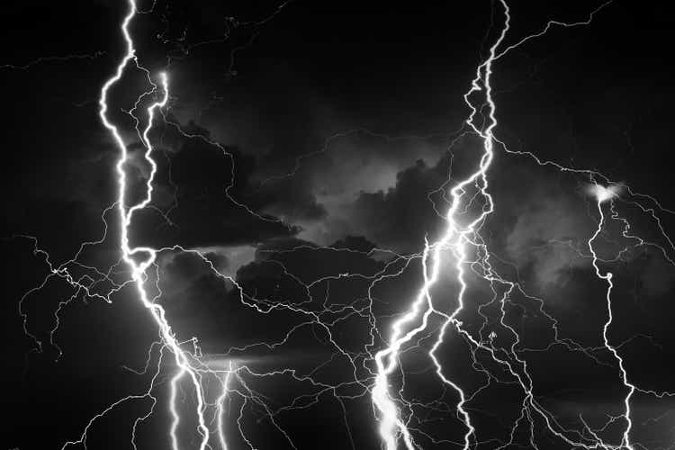 Lightnings during summer storm at night