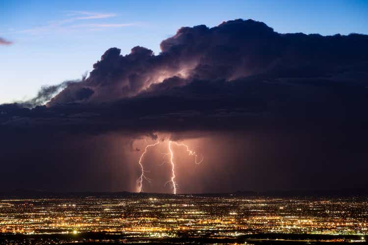 Lightning strike from a thunderstorm