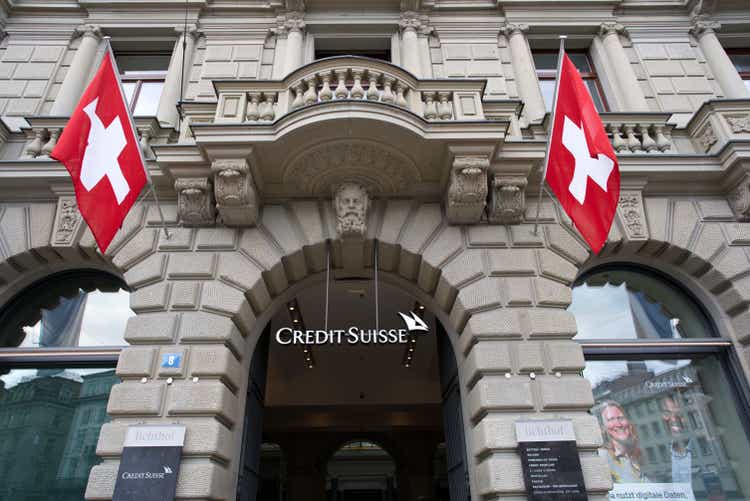 Credit Suisse entrance.  bank building.