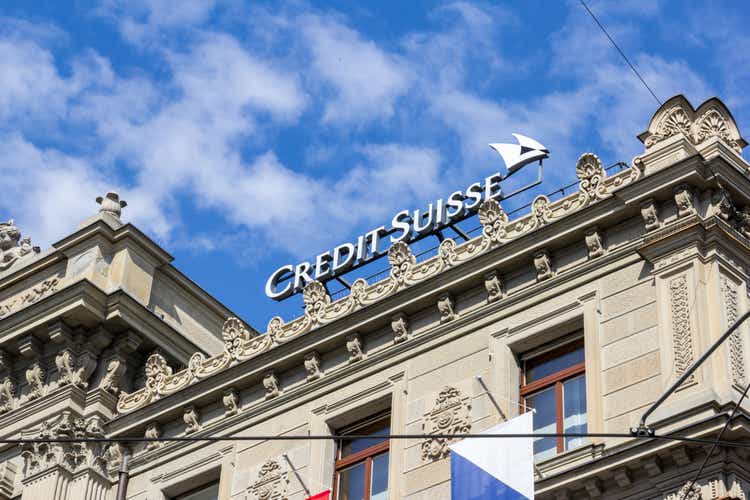 Credit Suisse nel centro finanziario svizzero della città di Zurigo