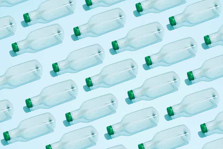 Pet bottles placed in a row