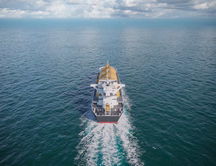 3D rendering of LNG tanker sailing in open sea