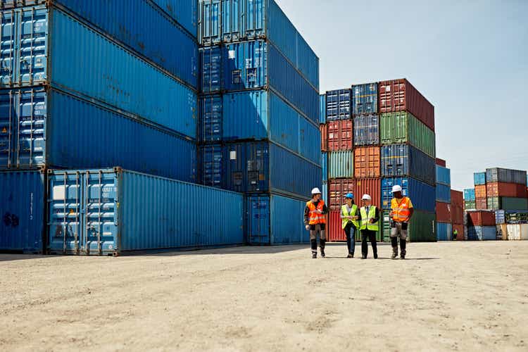 Logistics Team Walking Together in Inland Port