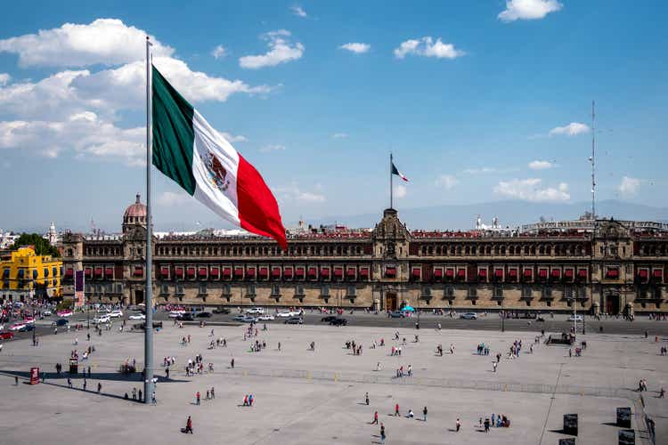 Historical Landmark National Palace Building at Plaza de la Constitucion in Mexico City, Mexico