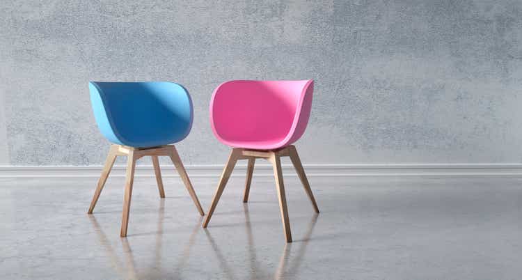 Two gender colored chairs
