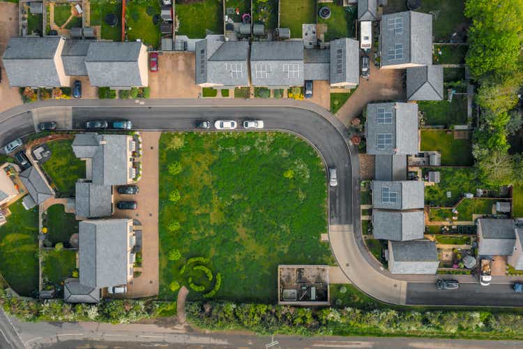 Drone view of modern housing development in the UK