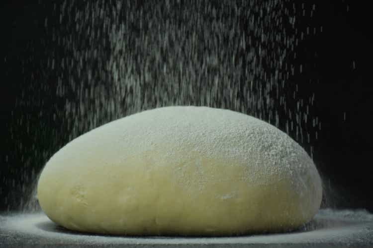 raw dough in a cut,