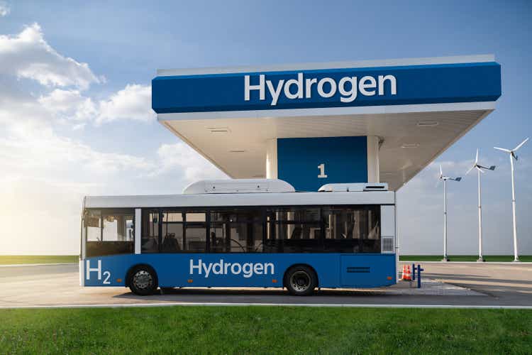 A hydrogen fuel cell bus