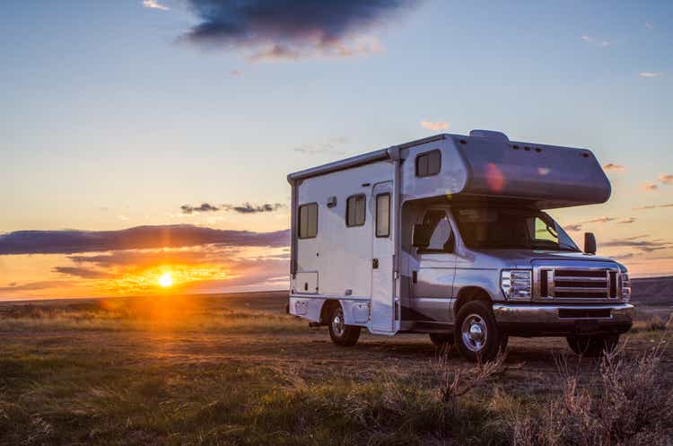 Motor home and sunset