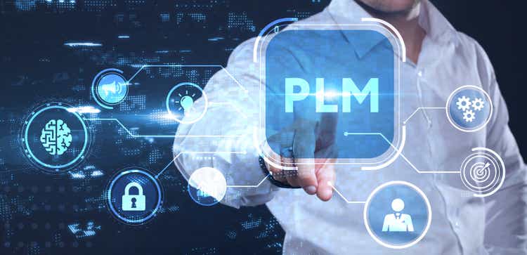 PLM product life cycle management system technology concept.  Technology, internet and network concept.