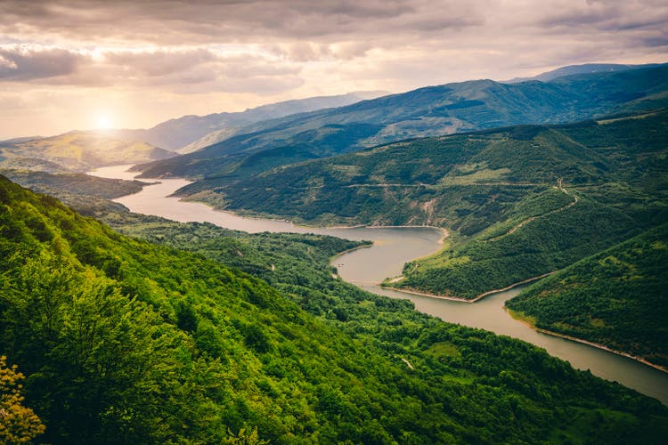 Beautiful view of the meandering river