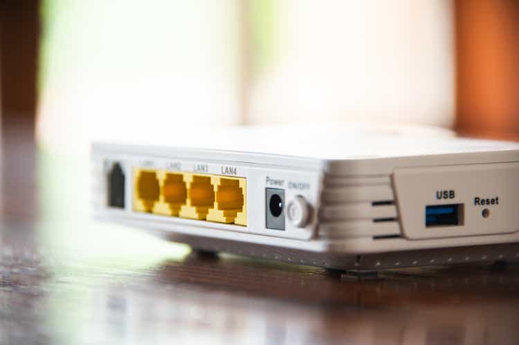 Close-up of a router