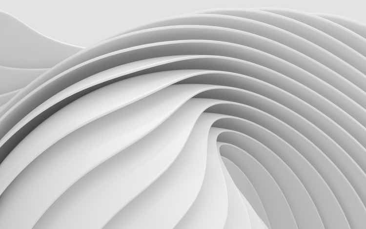 White curves with abstract geometry, 3d rendering.