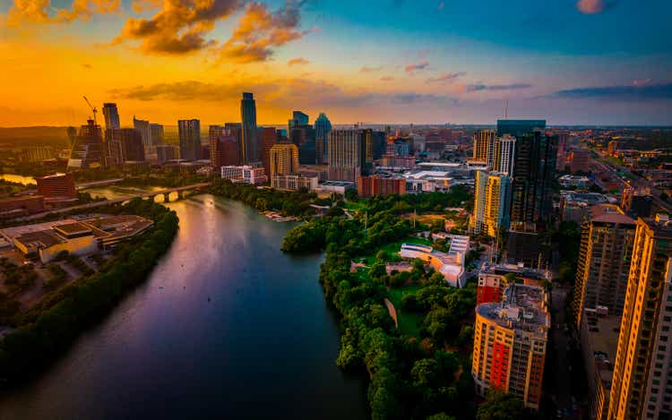 Sunset over Austin Texas Travel Destination of America Summer 2021