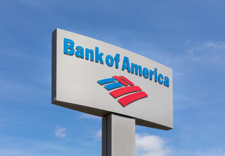 Bank of America sign against blue sky