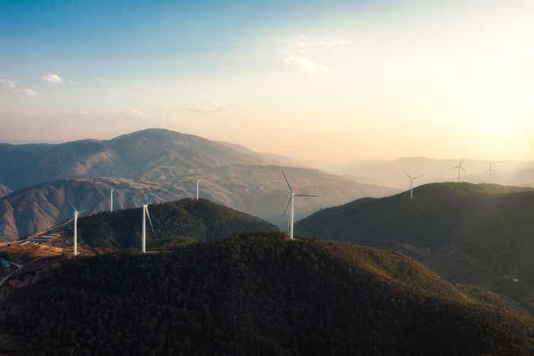 Windfarm on the mountain in Sichuan Province, China
