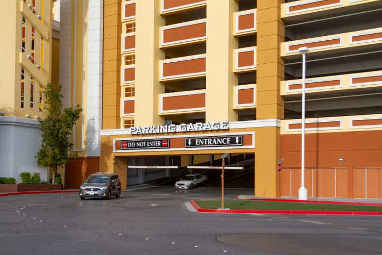 Parking garage entrance and exist for South Point Hotel and Casino