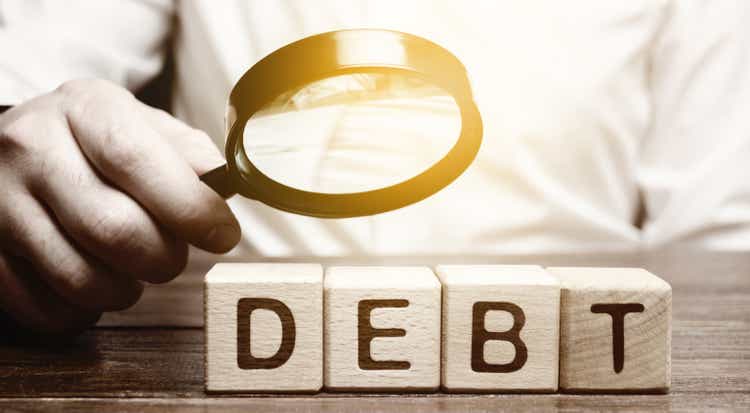 Businessman explores debt. Study of the structure of debt, restructuring and the abolition of penalties, illegal charges. Inability to pay the debt. Unprofitable terms of business lending