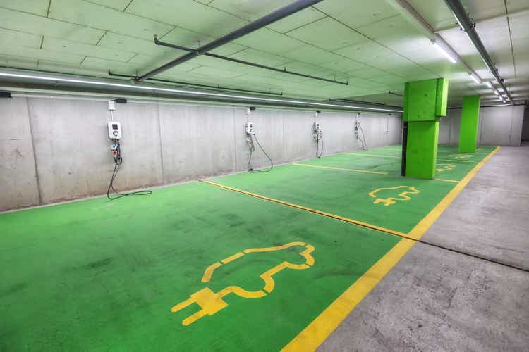 parking garage with charging stations for electric cars