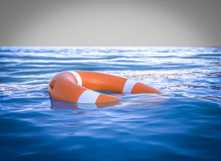 lifebuoy in the middle of the sea
