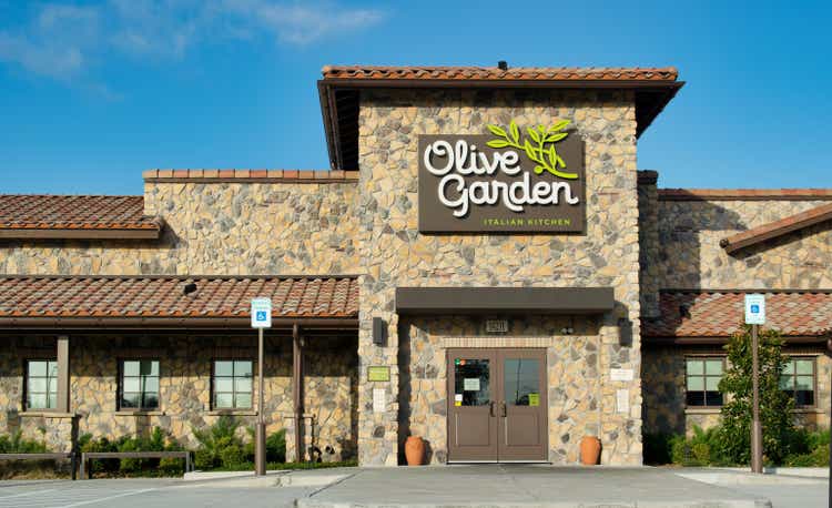 Olive Garden Restaurant Außenseite in Humble, TX.