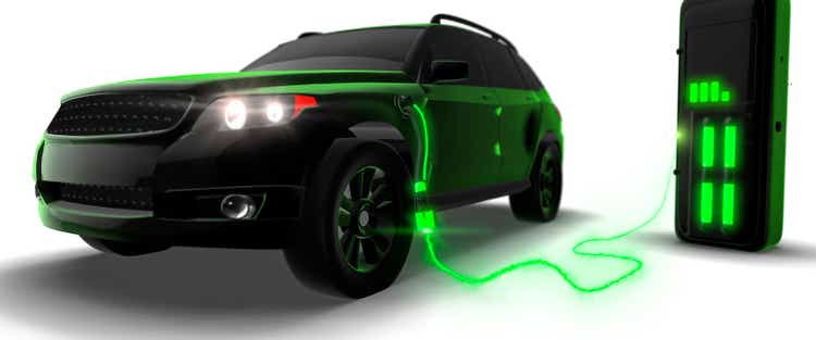 Modern electric car charging 3d render