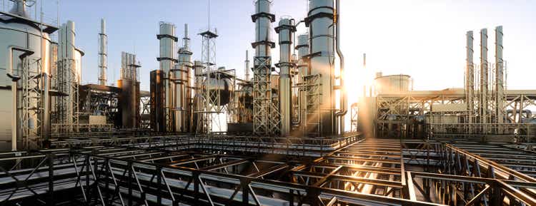 Oil refinery plant 3d render